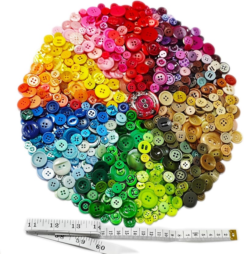 KOVOLALA 500-700 PCS Multicolor Resin Buttons, Assorted Sizes and Shapes for Kids Sewing, DIY Crafts, Hand-Painted Buttons for Art and Craft Decorations - Image 1
